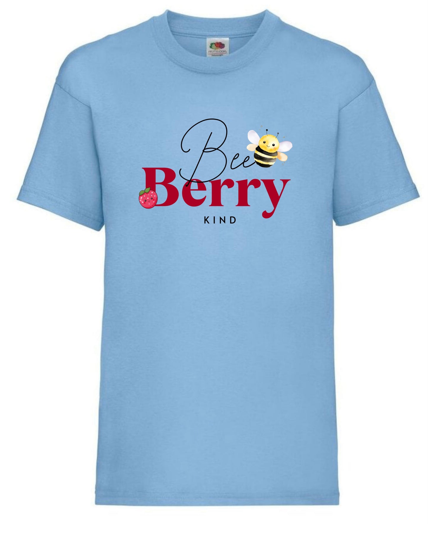 Cute “Bee Berry Kind” t-shirt for girls aged 3-15 years in 7 colours