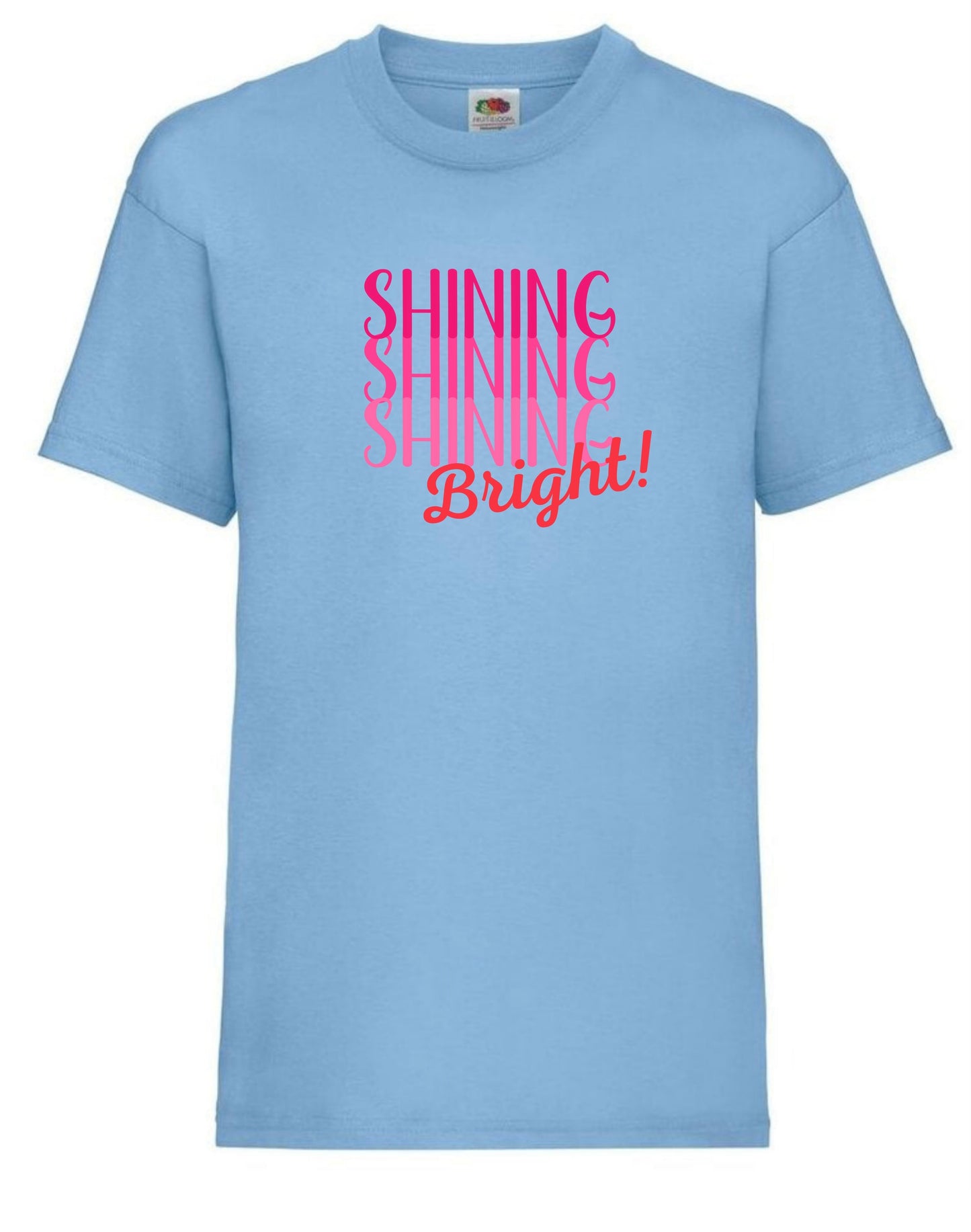 Adorable “Shining bright” girls’ t-shirts for aged 3 to 15 years in 4 cute colours