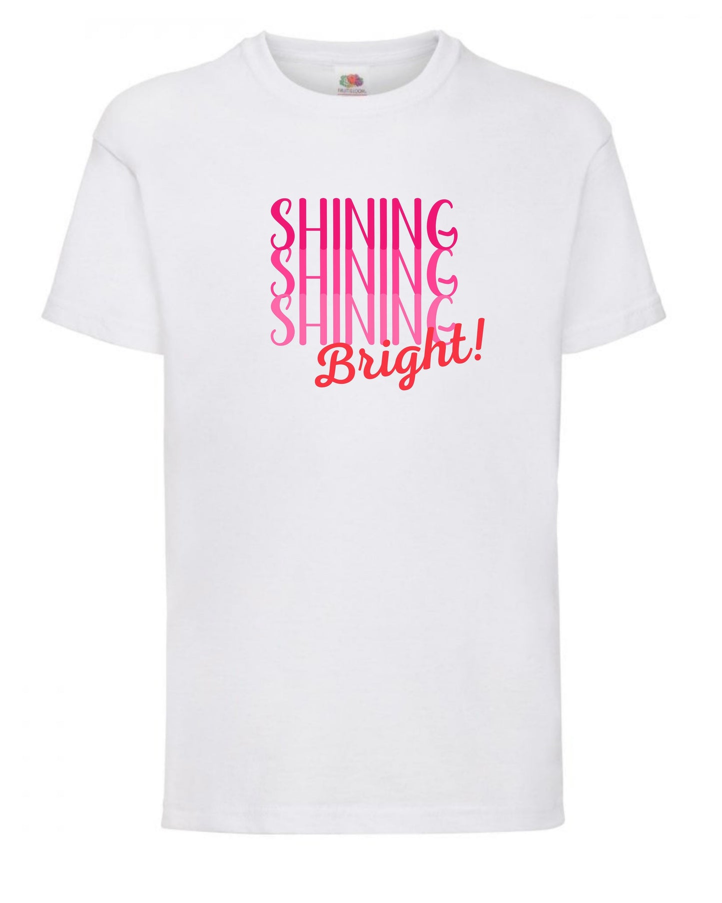 Adorable “Shining bright” girls’ t-shirts for aged 3 to 15 years in 4 cute colours