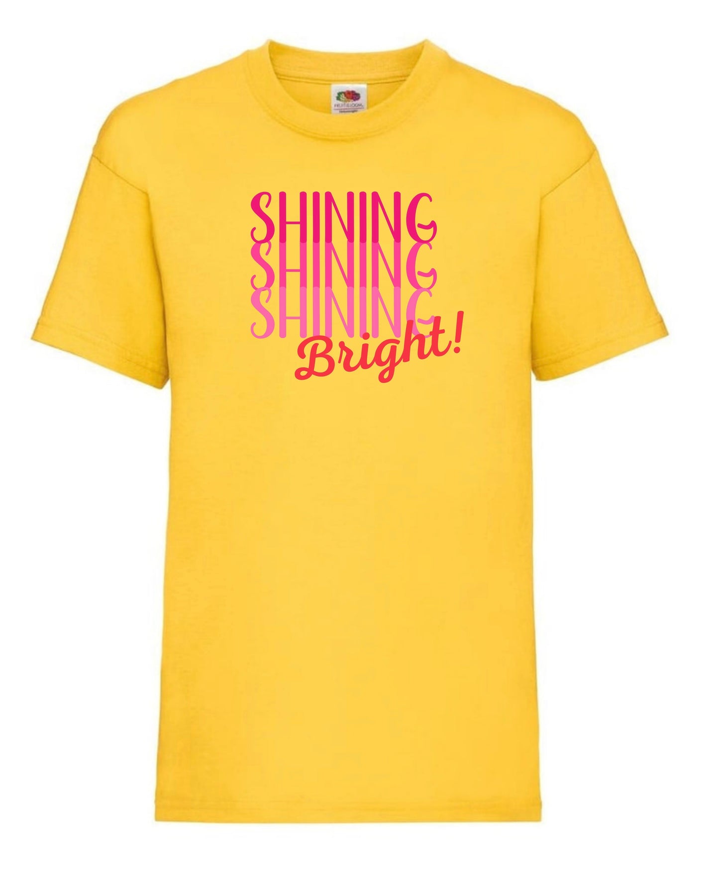 Adorable “Shining bright” girls’ t-shirts for aged 3 to 15 years in 4 cute colours