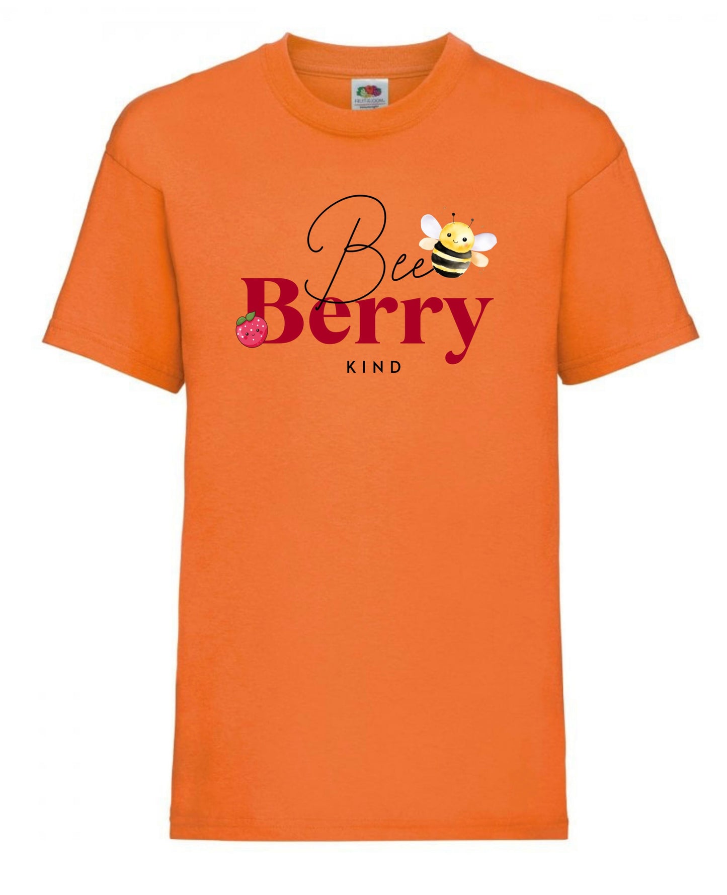 Cute “Bee Berry Kind” t-shirt for girls aged 3-15 years in 7 colours