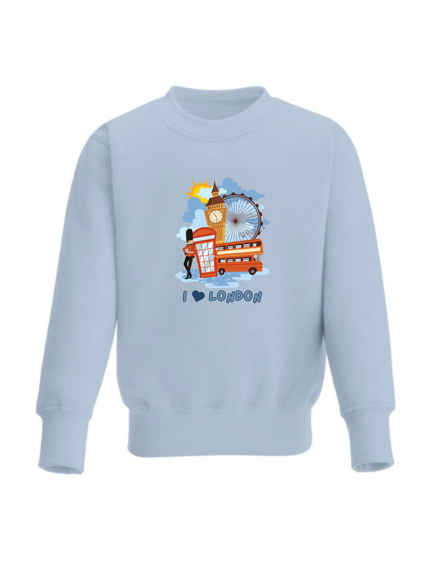 Kid’s Crew Neck Sweatshirt with printed London design, I love London