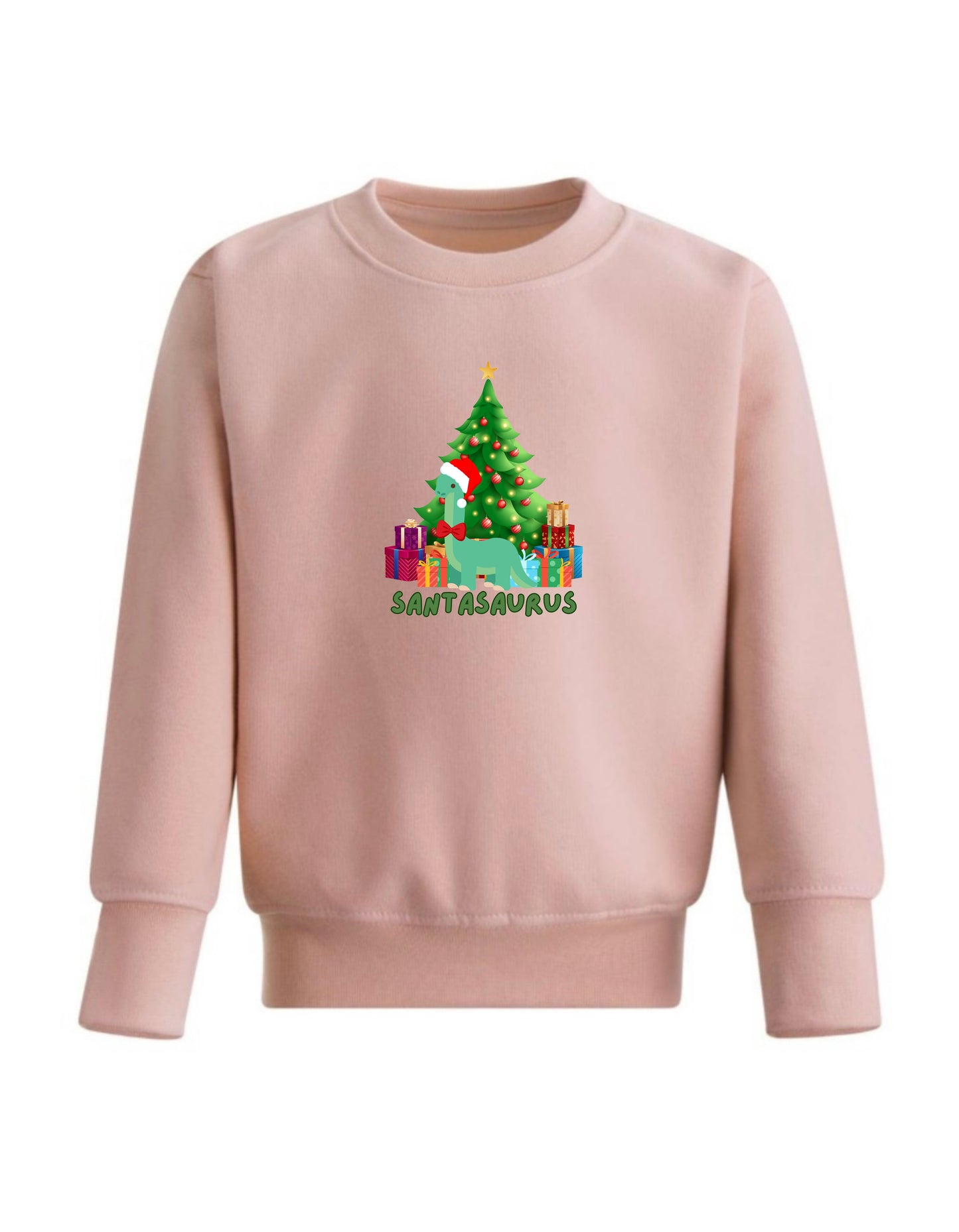 Kid’s Crew Neck Fleece Christmas Sweatshirt, Santasaurus