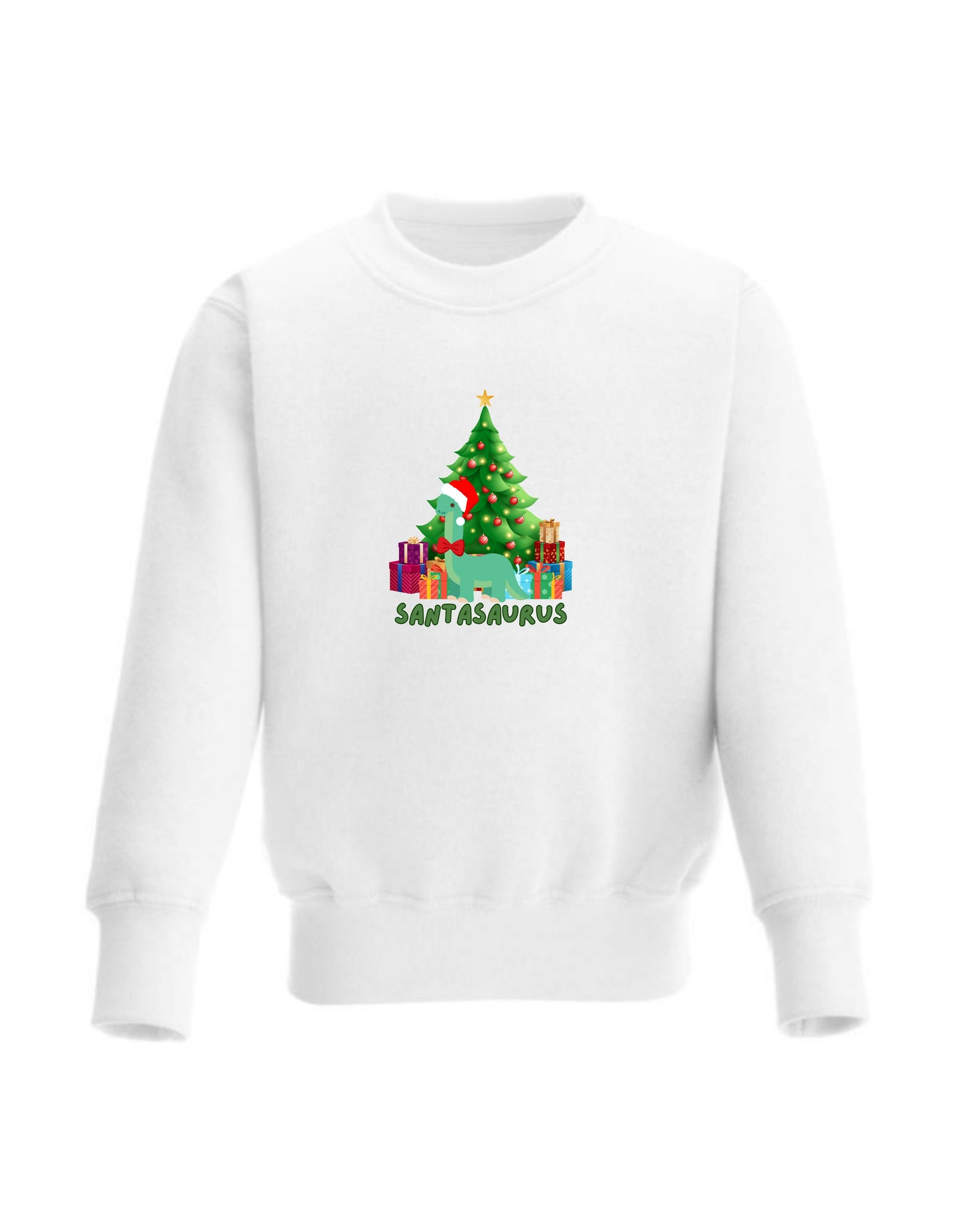 Kid’s Crew Neck Fleece Christmas Sweatshirt, Santasaurus