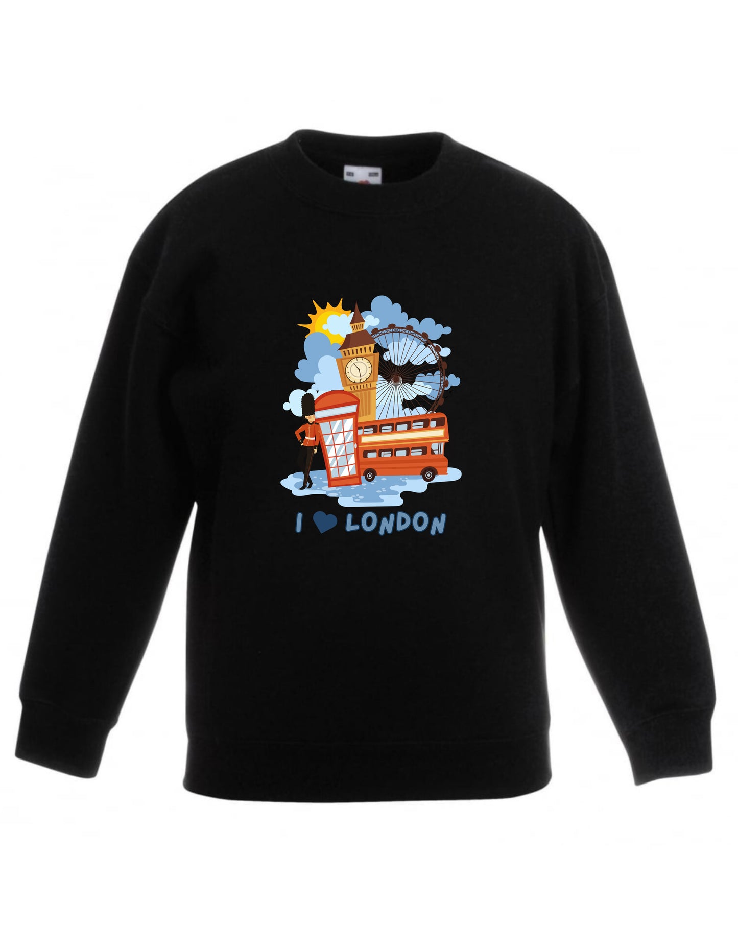 Kid’s Crew Neck Sweatshirt with printed London design, I love London