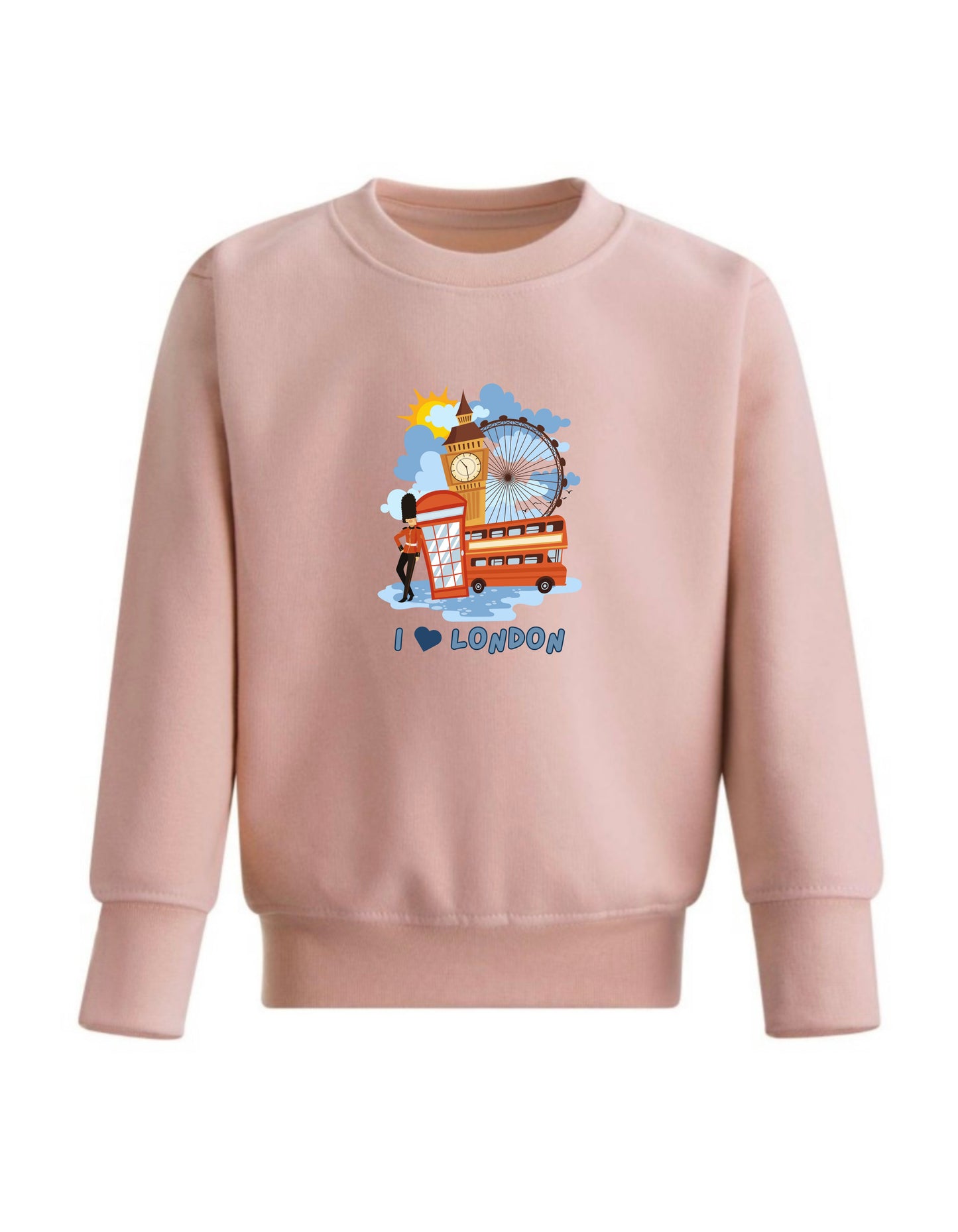 Kid’s Crew Neck Sweatshirt with printed London design, I love London