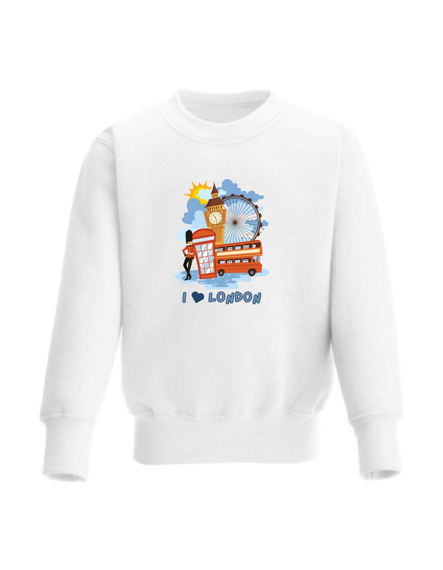 Kid’s Crew Neck Sweatshirt with printed London design, I love London