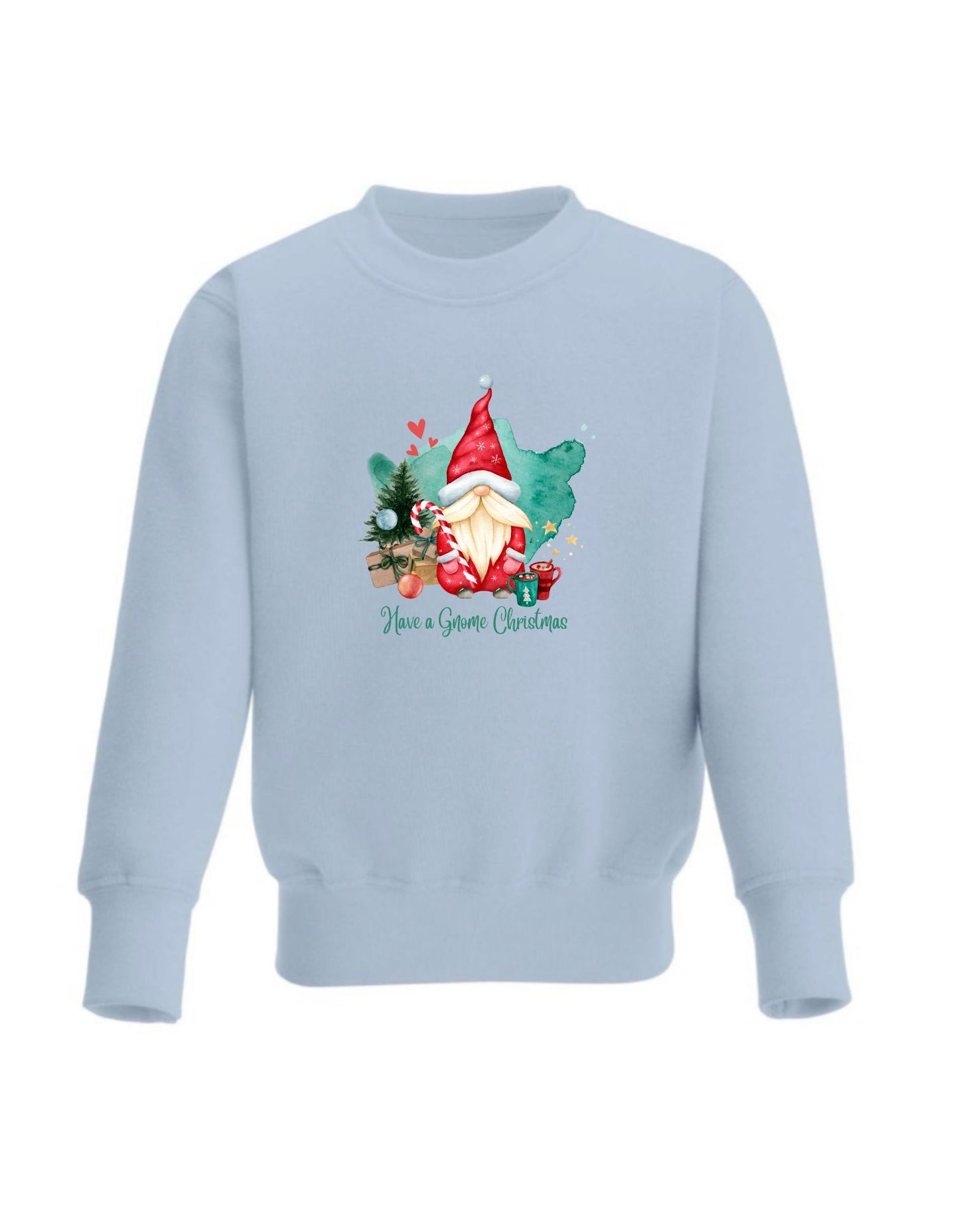 Kid’s Crew Neck Fleece Sweatshirt cute Gnome Christmas design