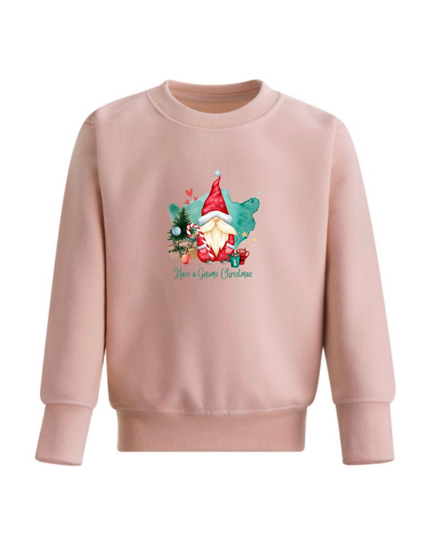 Kid’s Crew Neck Fleece Sweatshirt cute Gnome Christmas design