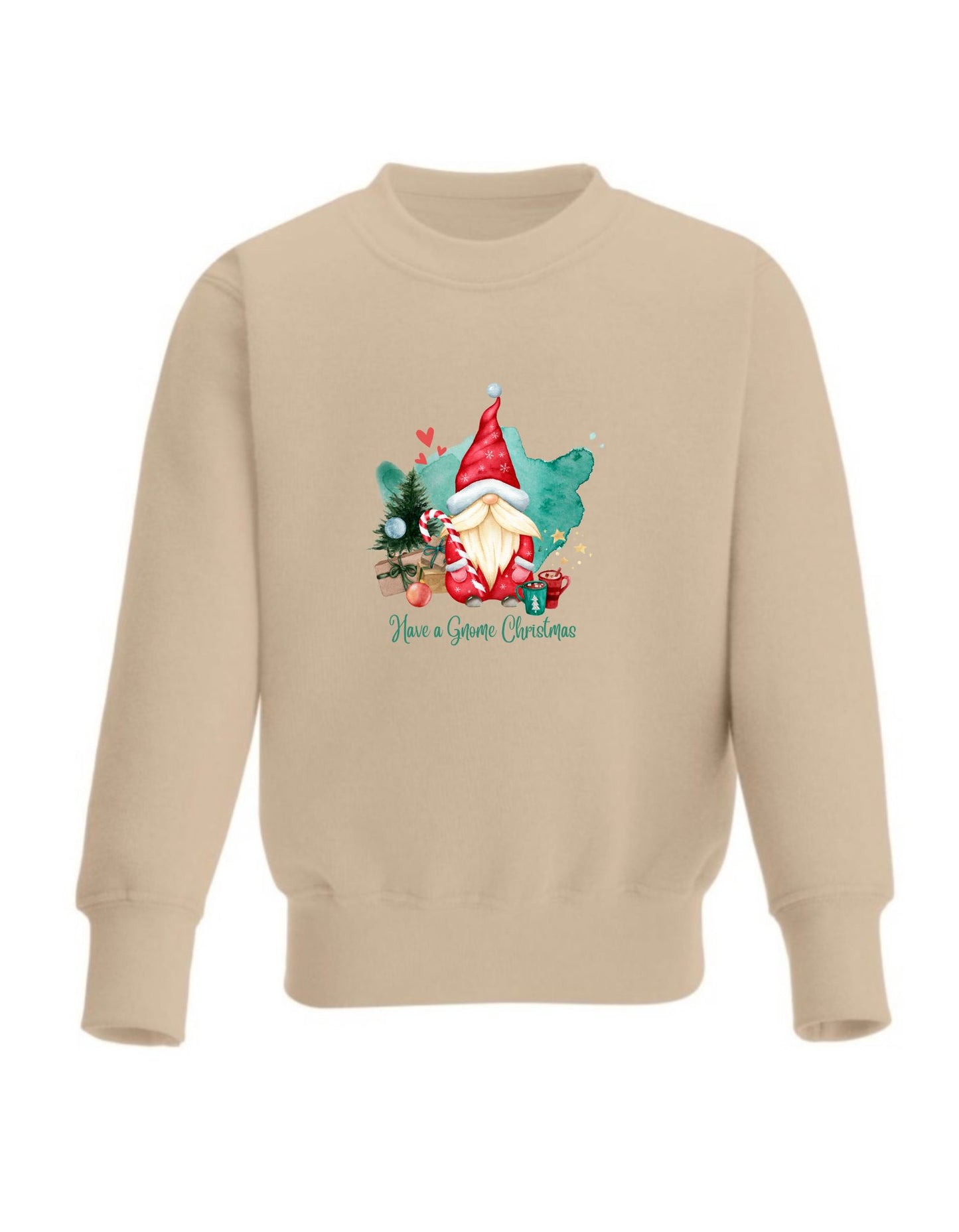 Kid’s Crew Neck Fleece Sweatshirt cute Gnome Christmas design