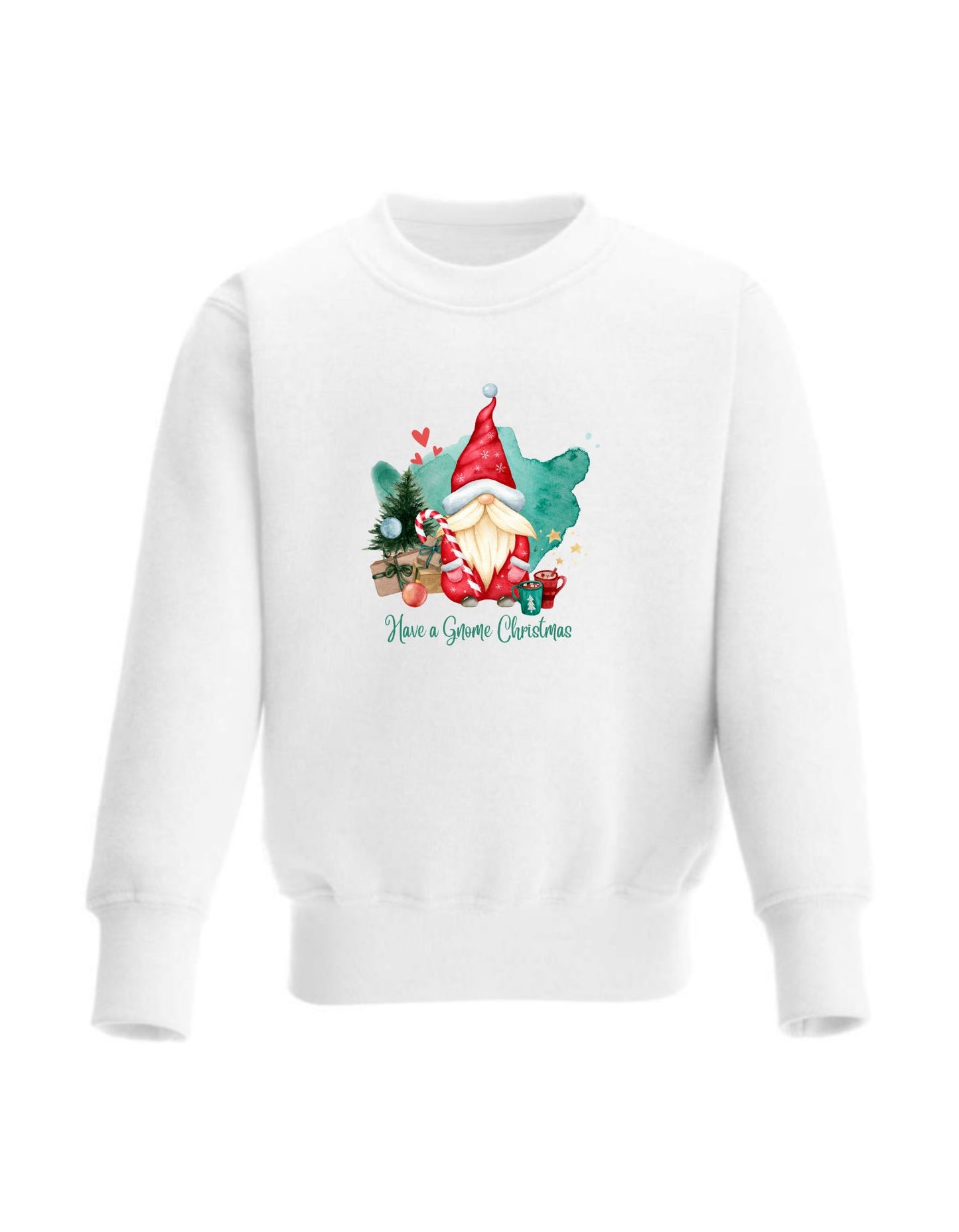 Kid’s Crew Neck Fleece Sweatshirt cute Gnome Christmas design