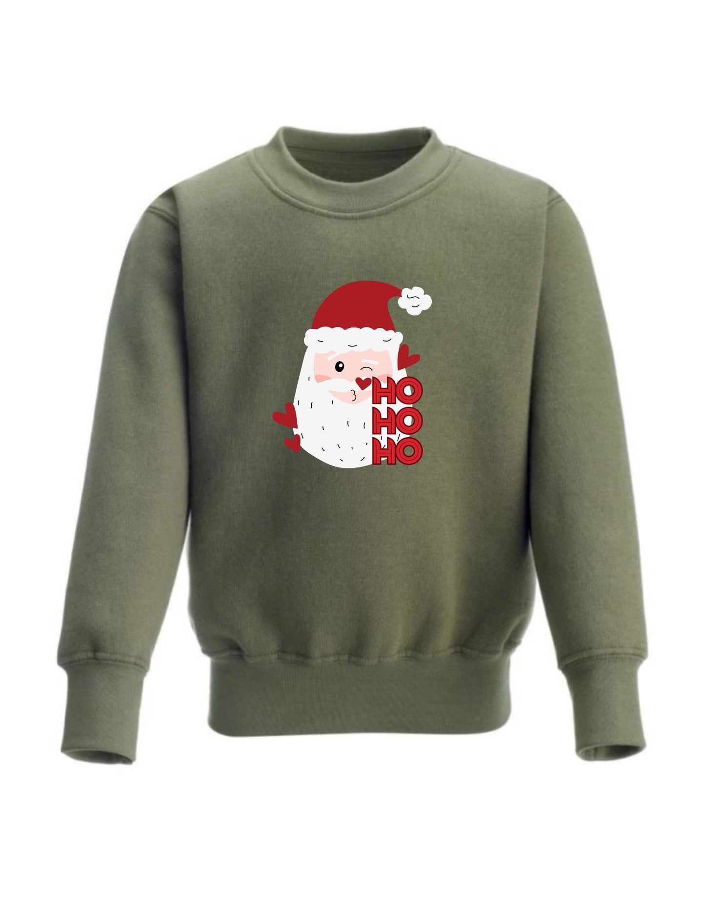 Kid’s Crew Neck Fleece Sweatshirt with Cute Santa Design