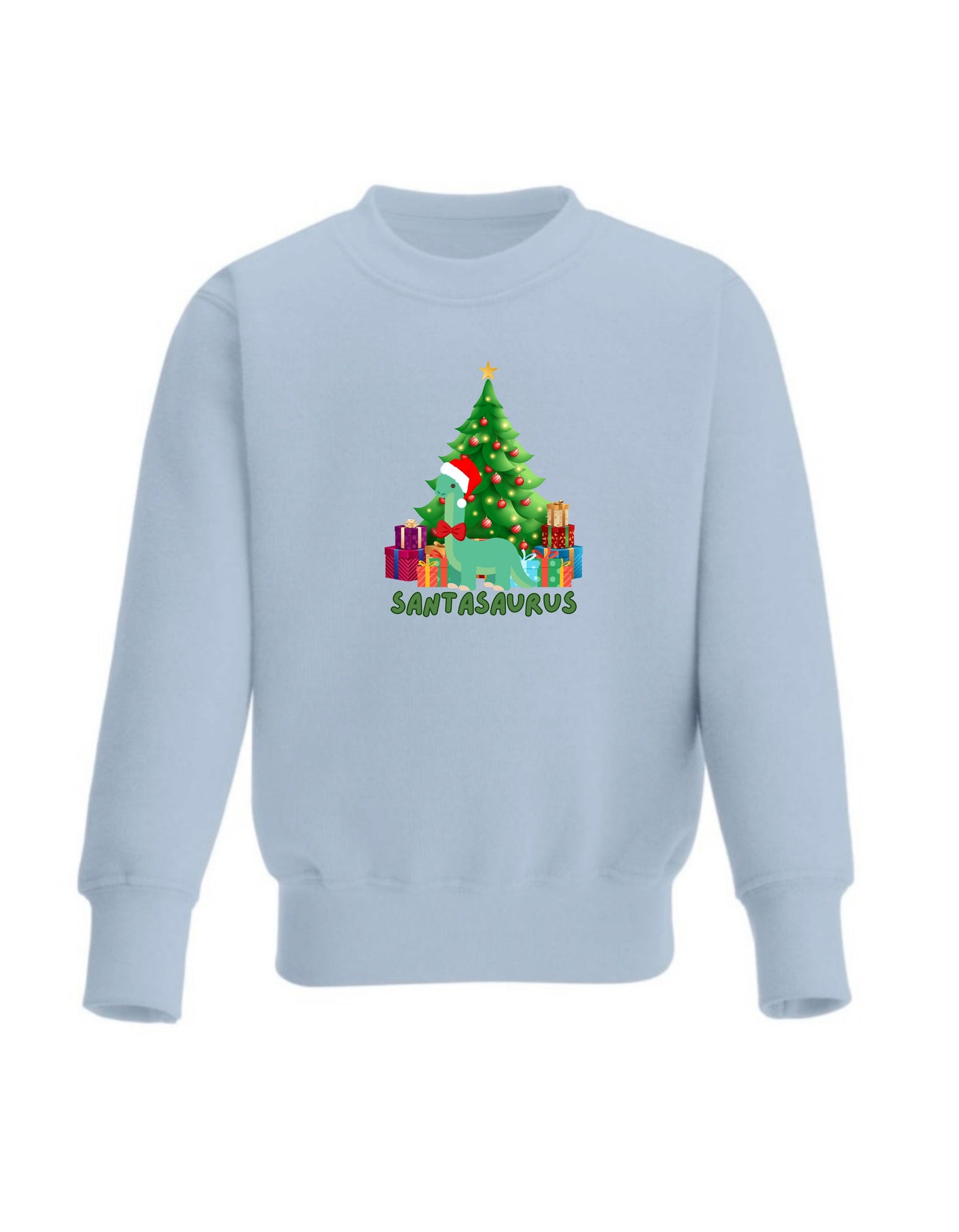 Kid’s Crew Neck Fleece Christmas Sweatshirt, Santasaurus