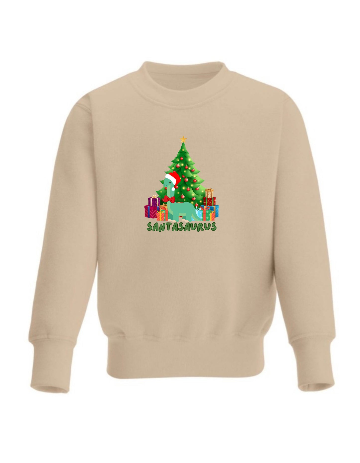 Kid’s Crew Neck Fleece Christmas Sweatshirt, Santasaurus