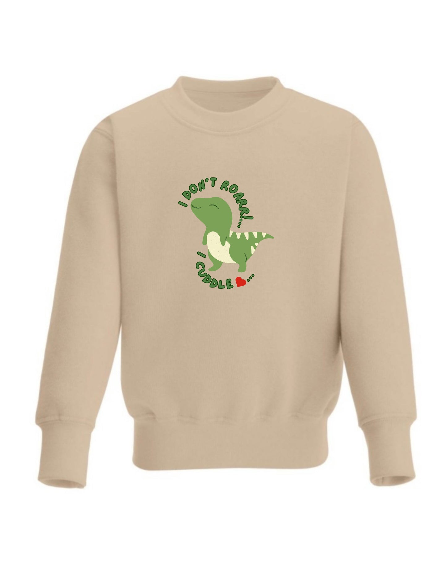 Kid’s Crew Neck Fleece Dinosaur Sweatshirt, Cute Cuddly Dinosaur