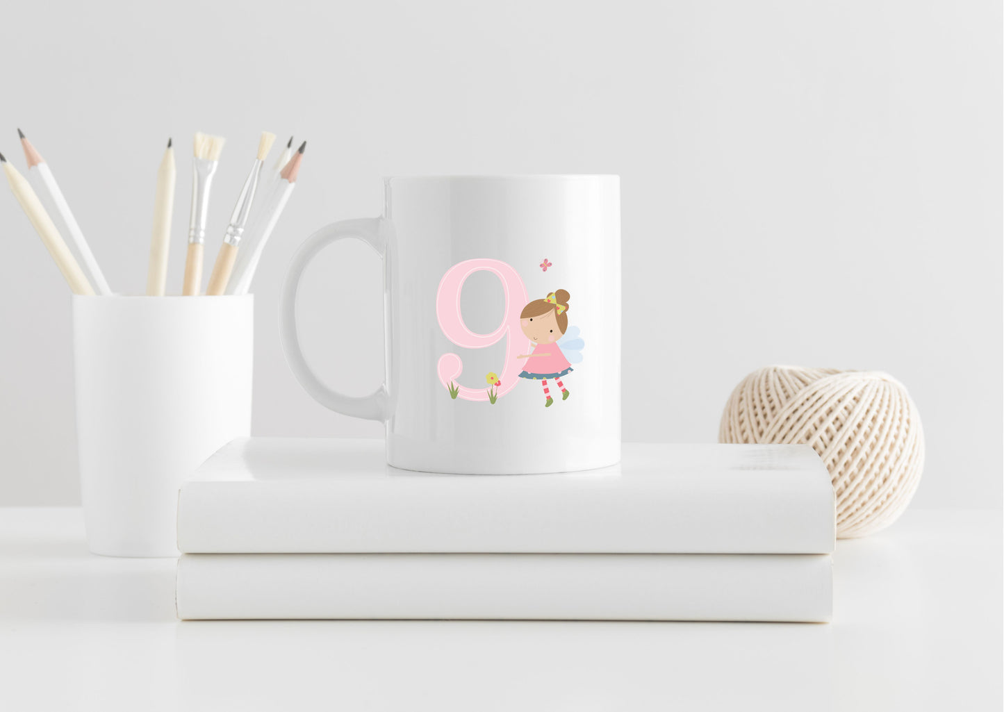 Personalised cute fairy birthday mug for girls age 3 to 10, birthday present for girls, fairy designed number mug, gift for her, special