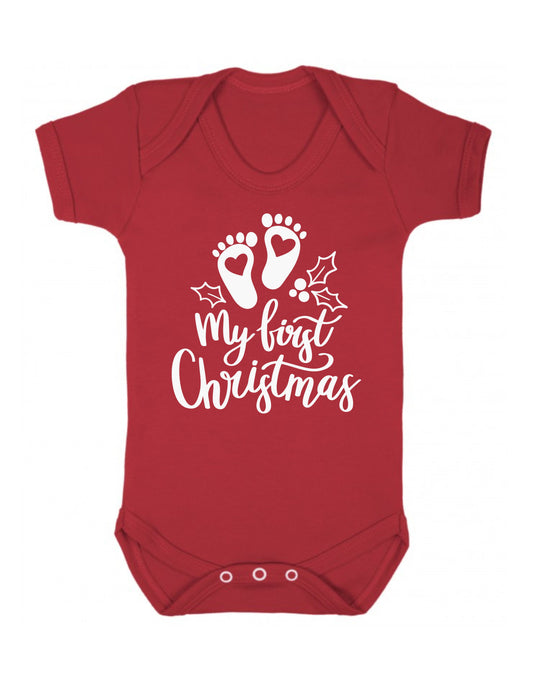 Personalised Christmas Baby suit in various colours