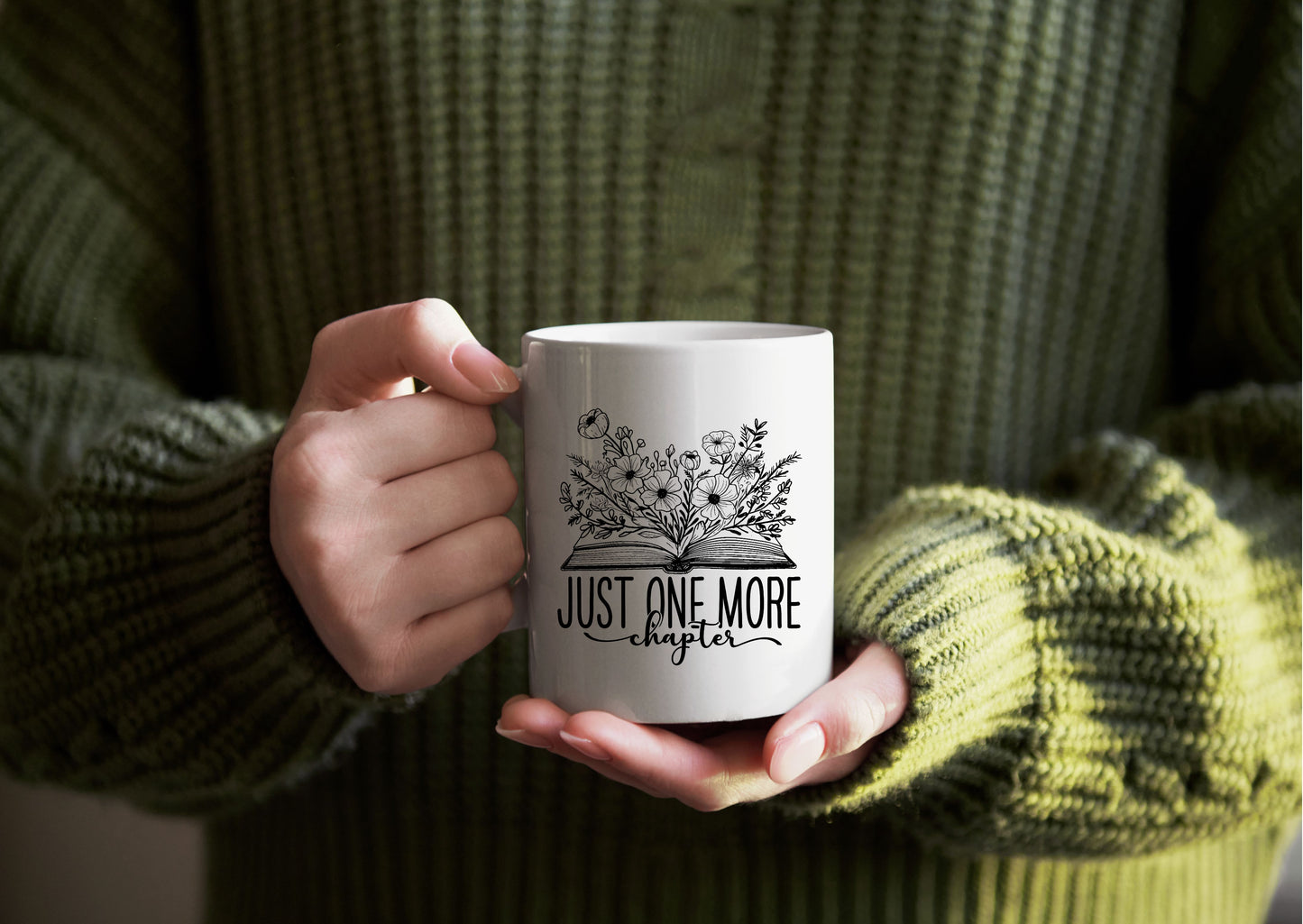 Personalised ceramic mug for readers/ book lovers/ Just one more chapter mug