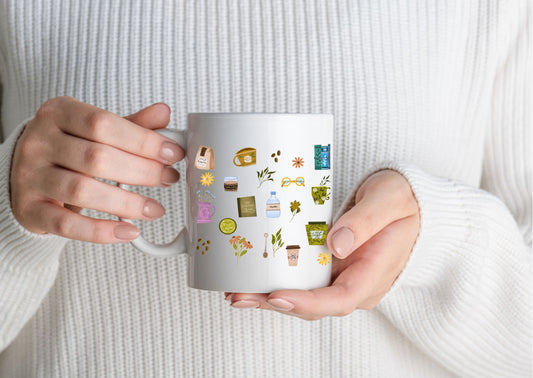 Cute ceramic mug for plant/book/coffee lover