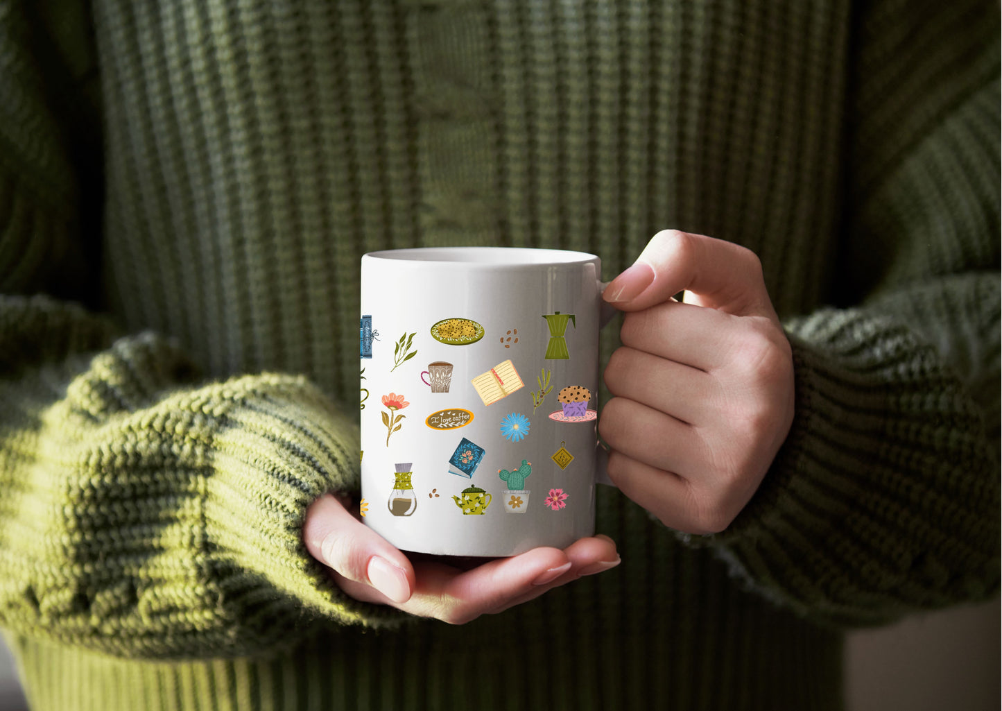 Cute ceramic mug for plant/book/coffee lover