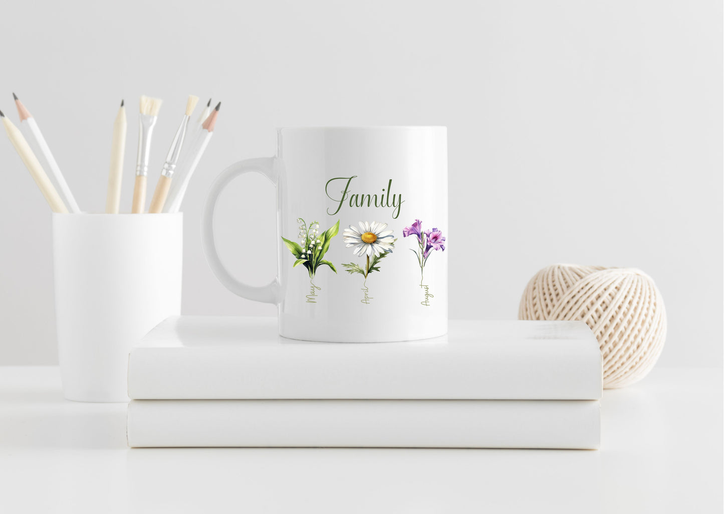 Personalised birth flowers family ceramic mug